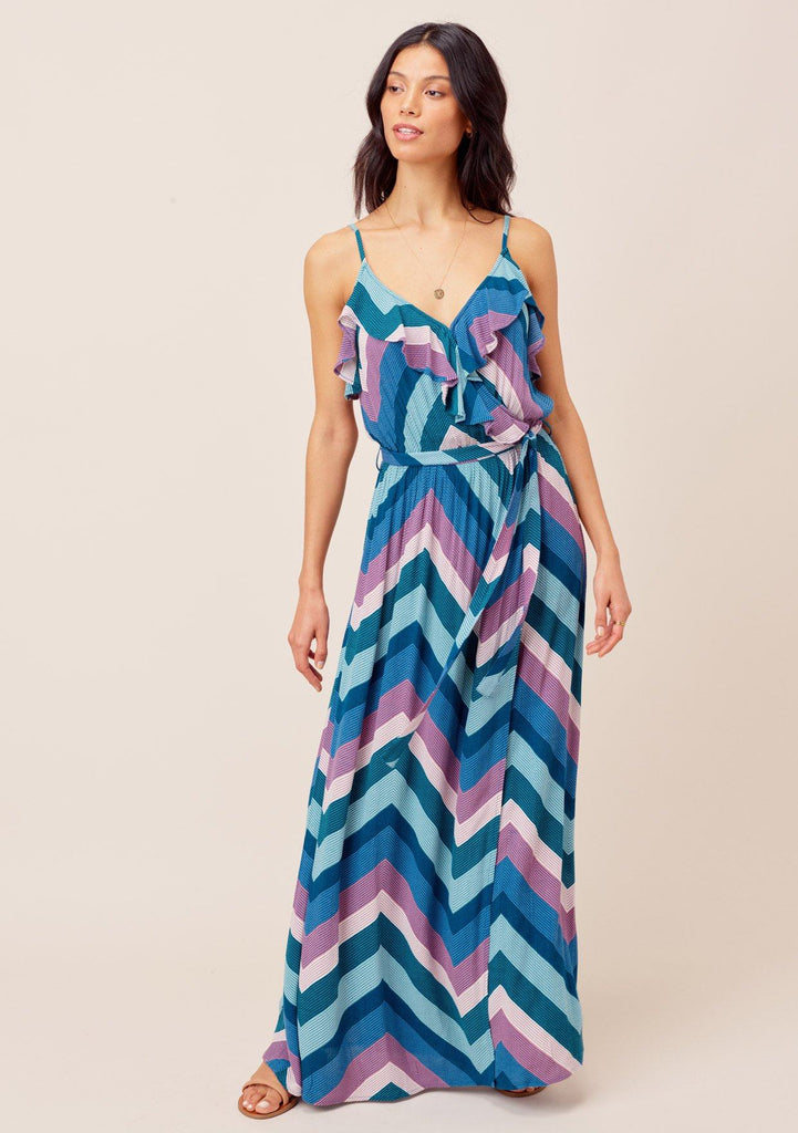 Bright Stripe Maxi Dress + Ruffle Wrap ...